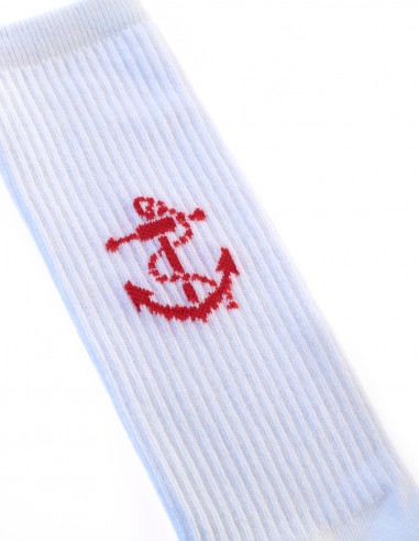 Calcetines Costaleros Blancos Ancla Roja
