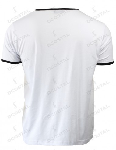 Camiseta Manga Corta Costalero Blanca Filo Negro Punto Liso