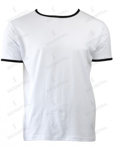 Camiseta Manga Corta Costalero Blanca Filo Negro Punto Liso