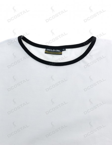 Camiseta Manga Corta Costalero Blanca Filo Negro Punto Liso