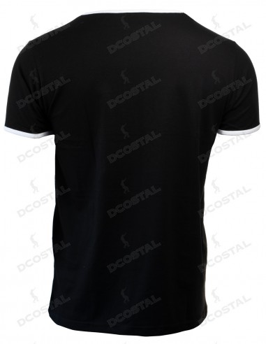 Camiseta Manga Corta Costalero Negra Filo Blanco Punto Liso