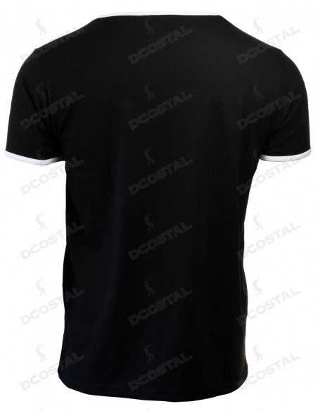 Camiseta Manga Corta Costalero Negra Filo Blanco Punto Liso