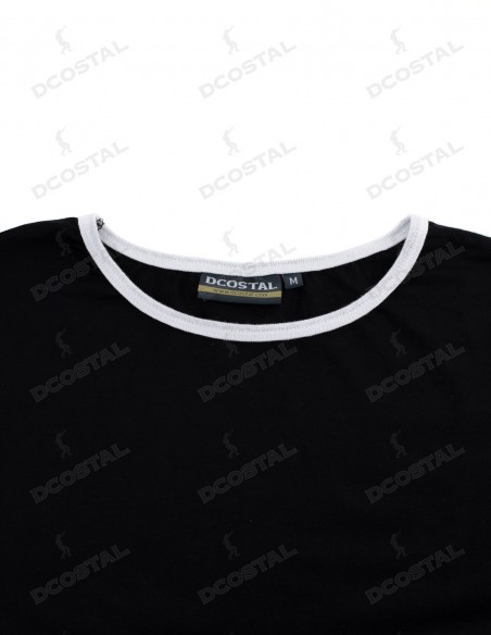 Camiseta Manga Corta Costalero Negra Filo Blanco Punto Liso