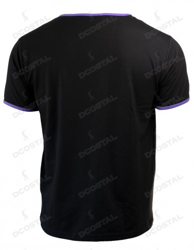 Camiseta Manga Corta Costalero Negra Filo Morado Punto Liso