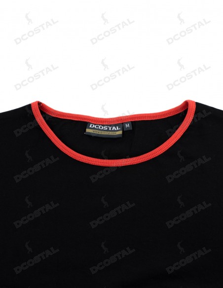 Camiseta Manga Corta Costalero Negra Filo Rojo Punto Liso