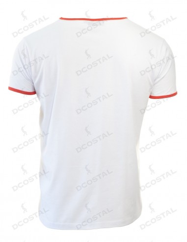 Camiseta Manga Corta Costalero Blanca Filo Rojo Punto Liso