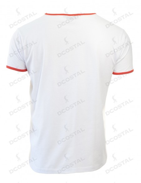 Camiseta Manga Corta Costalero Blanca Filo Rojo Punto Liso