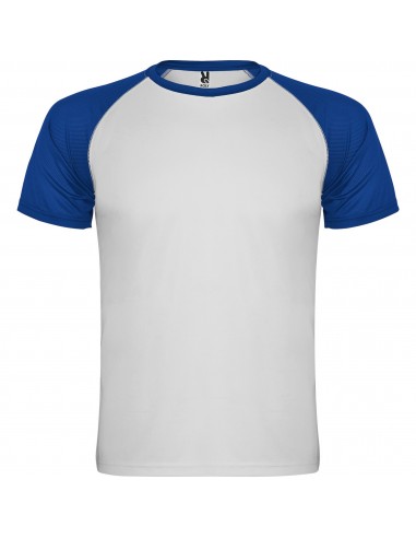 Camiseta Manga Corta Costalero Ranglan Blanca y Azul