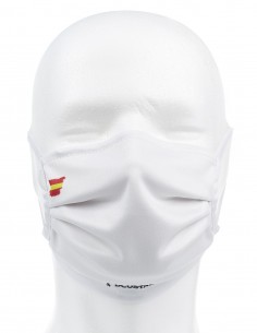 Mascarilla Higiénica Reutilizable Blanca Con Bandera España 72 Lavados