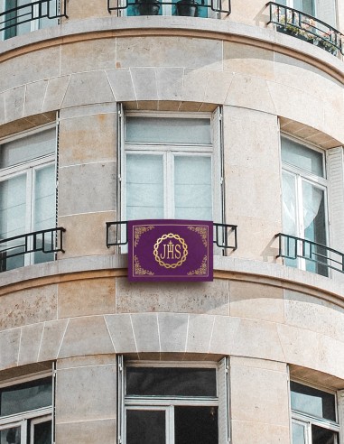 Balconera Semana Santa JHS Morada Horizontal