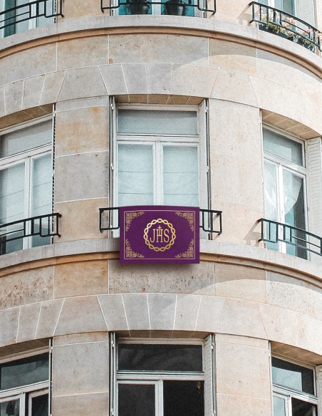 Balconera Semana Santa JHS Morada Horizontal