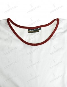 Camiseta Manga Corta Costalero Blanca Filo Granate Punto Liso 2
