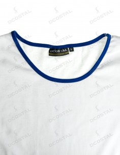 Camiseta Manga Corta Costalero Blanca Filo Azul Royal Punto Liso 2