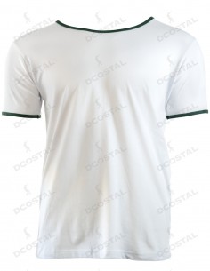Camiseta Manga Corta Costalero Blanca Filo Verde Punto Liso