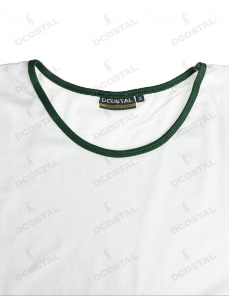Camiseta Manga Corta Costalero Blanca Filo Verde Punto Liso