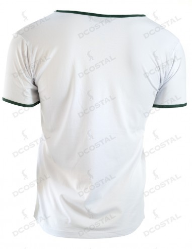 Camiseta Manga Corta Costalero Blanca Filo Verde Punto Liso