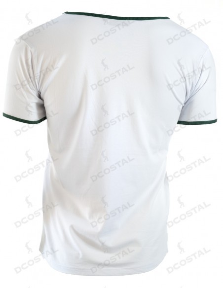 Camiseta Manga Corta Costalero Blanca Filo Verde Punto Liso