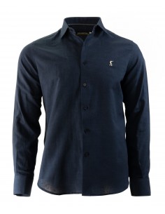 Camisa Lisa Lino Azul Marino