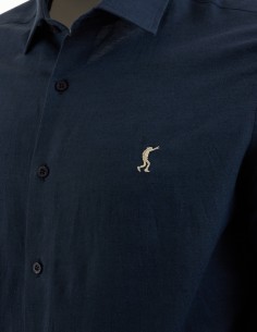 Camisa Lisa Lino Azul Marino 2