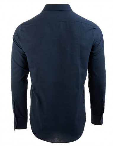Camisa Lisa Lino Azul Marino