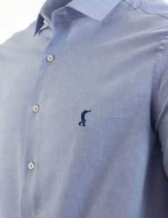 Camisa Lisa Lino Azul Celeste 2