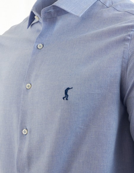 Camisa Lisa Lino Azul Celeste