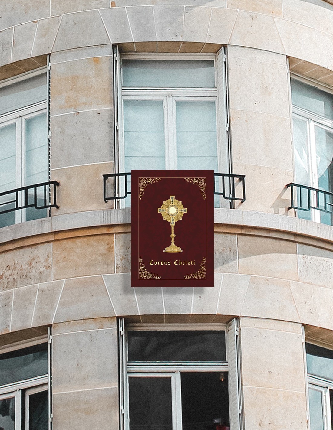 Balconera Corpus Christi Porras E&B Balconera Colgadura Corpus Christi Semana Santa Religiosa En Tela Con Lazos 70x100 Cm Original Colgadas Religiosas Para Balcones