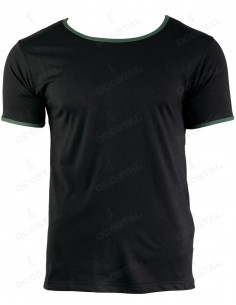 Camiseta Manga Corta Costalero Negra Filo Verde Punto Liso
