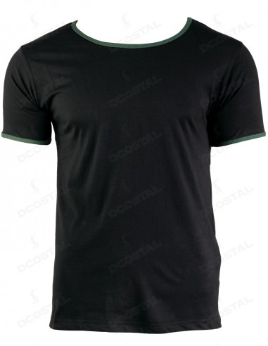 Camiseta Manga Corta Costalero Negra Filo Verde Punto Liso