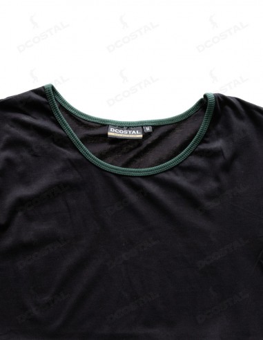 Camiseta Manga Corta Costalero Negra Filo Verde Punto Liso
