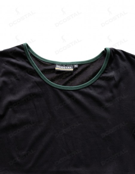 Camiseta Manga Corta Costalero Negra Filo Verde Punto Liso
