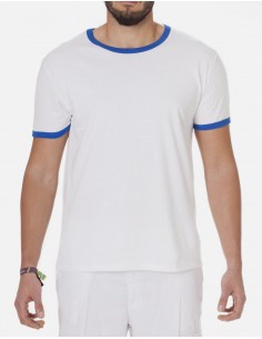 Punto Liso Blanca Filo Azul Manga Corta
