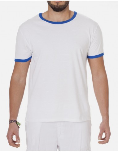 Punto Liso Blanca Filo Azul Manga Corta