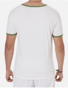 Comprar Camiseta de Punto Liso Blanca Filo Rojo DCOSTAL 2