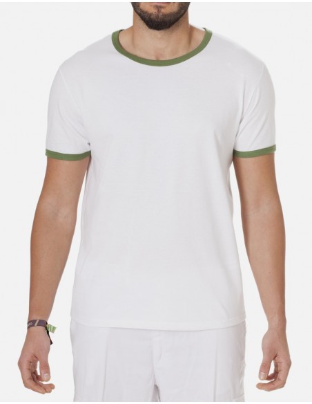 Comprar Camiseta de Punto Liso Blanca Filo Rojo DCOSTAL