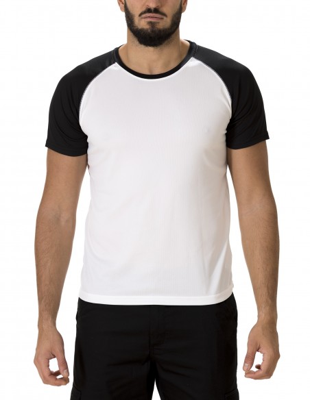Camiseta Manga Corta Costalero Ranglan Blanca y Negra