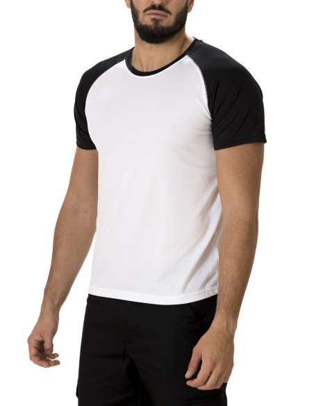 Camiseta Manga Corta Costalero Ranglan Blanca y Negra