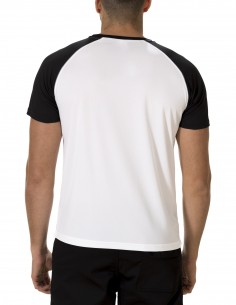 Camiseta Manga Corta Costalero Ranglan Blanca y Negra 2