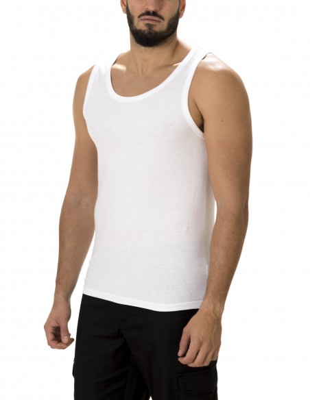 Camiseta Tirantes Costalero Blanca Punto Liso Algodón