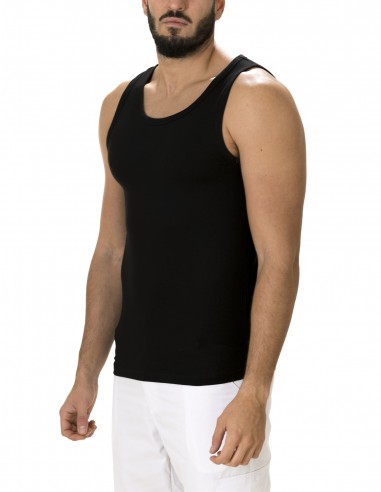 Camiseta Tirantes Costalero Negra Punto Liso Algodón
