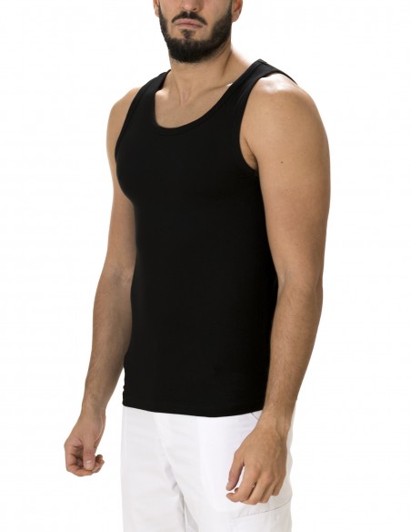 Camiseta Tirantes Costalero Negra Punto Liso Algodón