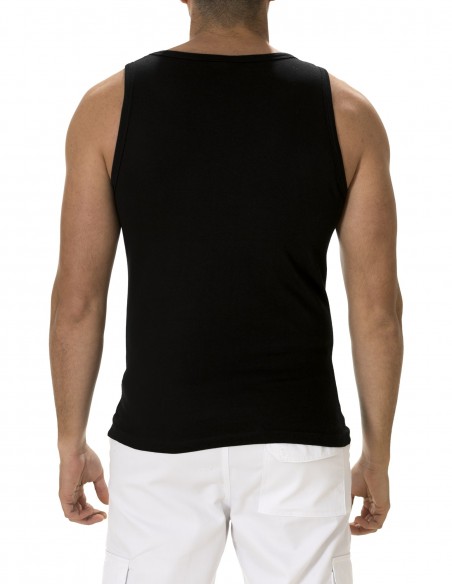 Camiseta Tirantes Costalero Negra Punto Liso Algodón