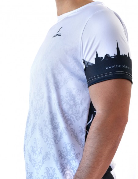 Camiseta Costalero Manga Corta Blanca y Negra Sky