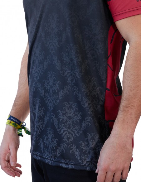 Camiseta Costalero Manga Corta Negra y Roja Sky