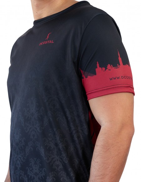 Camiseta Costalero Manga Corta Negra y Roja Sky